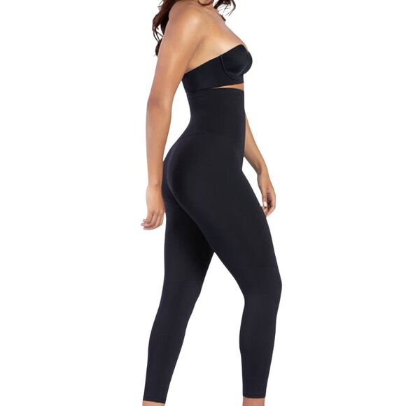 Curveez High Waist Leggings Stunning Shape Black Sz LG Shapewear CUR49709 - Picture 3 of 8